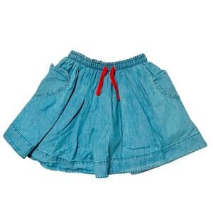 Mini Boden Chambray Heart Pocket Floral Lined Skirt Size 5/6